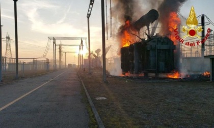 Incendio in  un trasformatore  di energia elettrica a  San Damaso