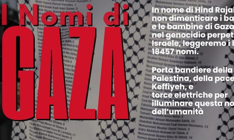 In centro la lettura collettiva di tutti i bimbi palestinesi uccisi a Gaza