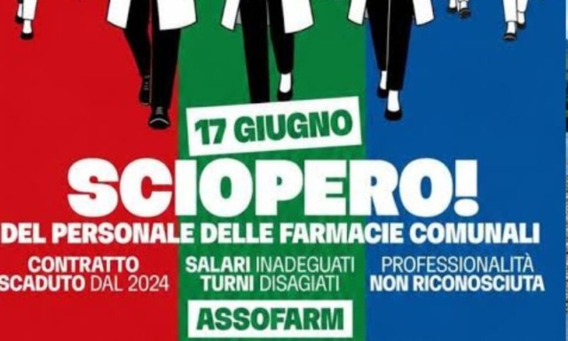 Farmacie comunali: mercoledi 17 giugno sciopero per l’intera giornata