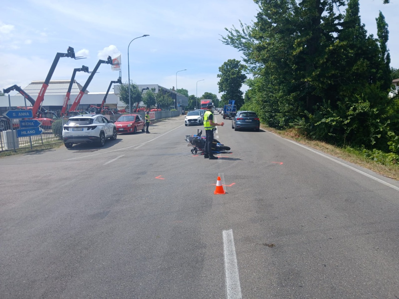 Scontro auto moto tra via Sant’Anna e via Emilia Ovest