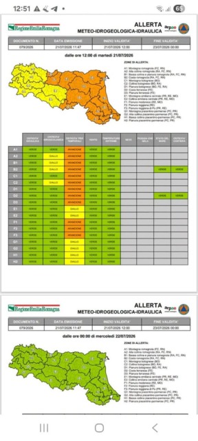 Allerta meteo per temporali